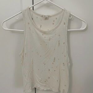 Forever 21 Distressed Cream Tank Top